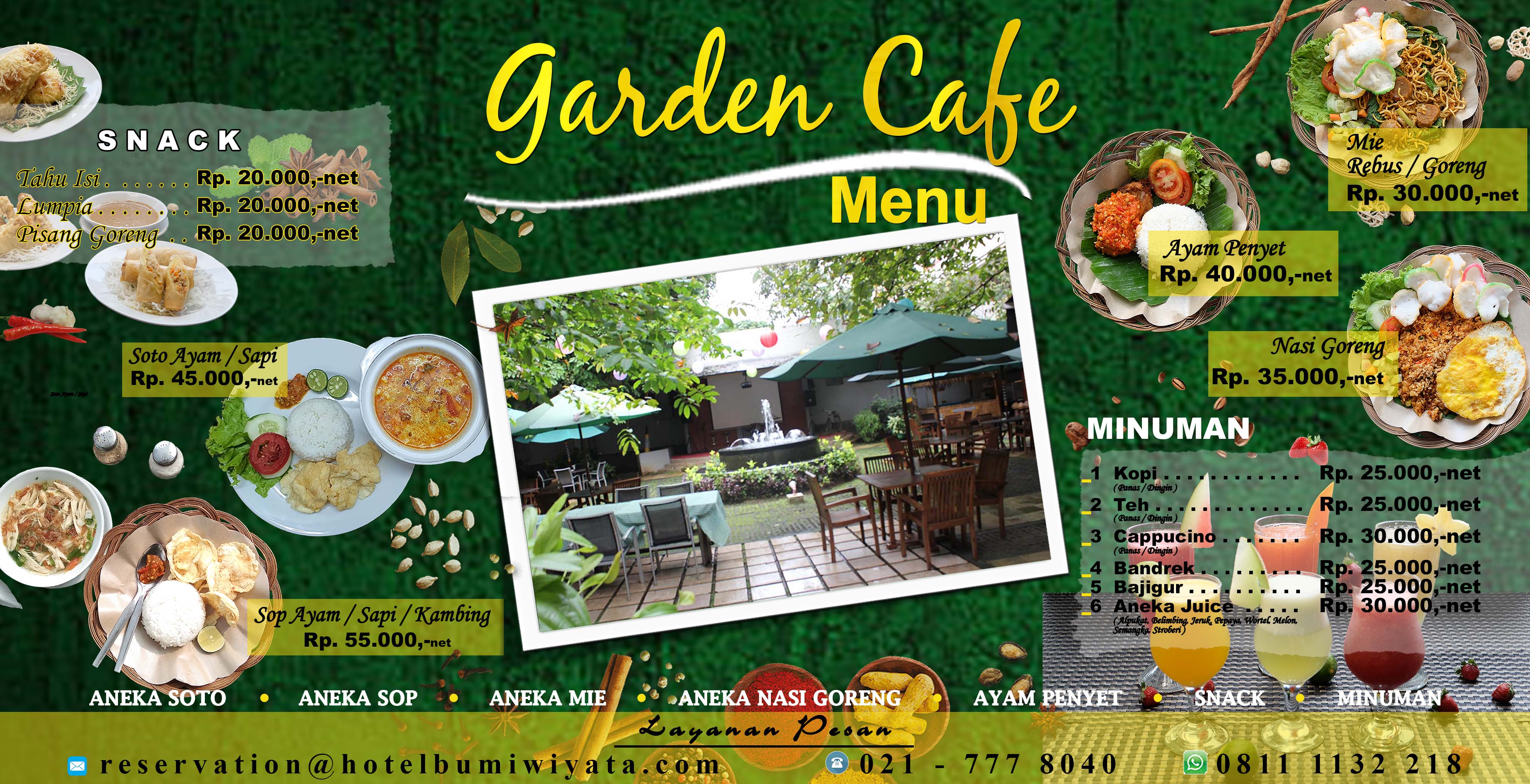 Menu Garden Cafe